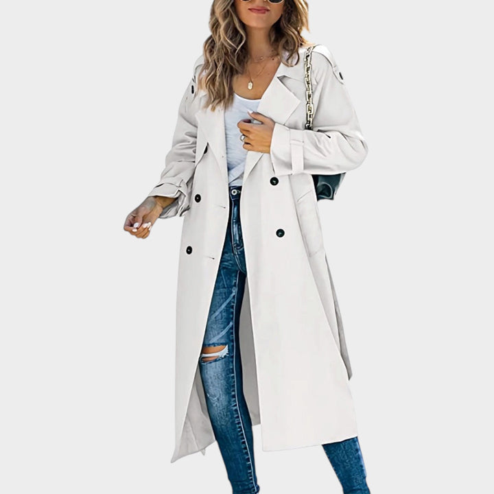 Women’s Trench Coat Button Front Classic Longline Style