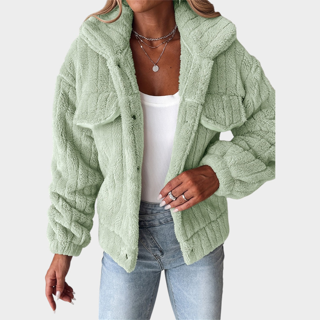 Women’s Fleece Jacket Casual Sherpa Button Up