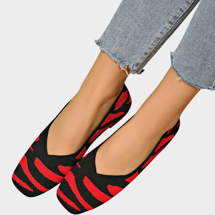 Women’s Ballet Flats Zebra Print Square Toe