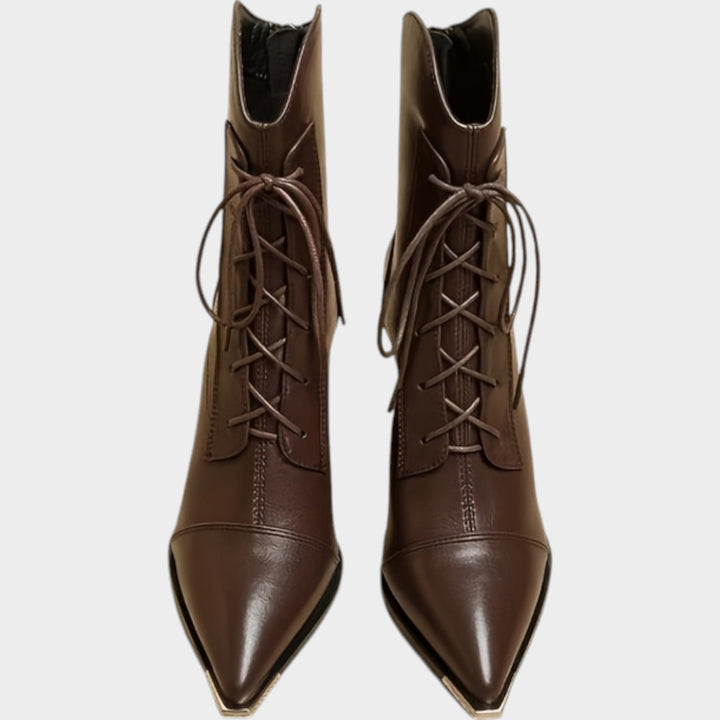 Women’s Ankle Boots Metal Pointed Toe Chunky Heel Classic Style