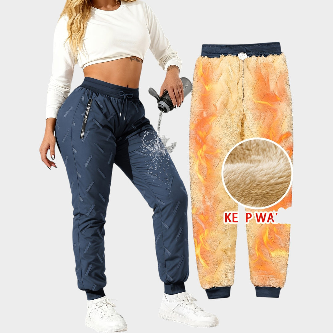 Women’s Fleece-Lined Winter Pants Loose Fit Zipper Pockets