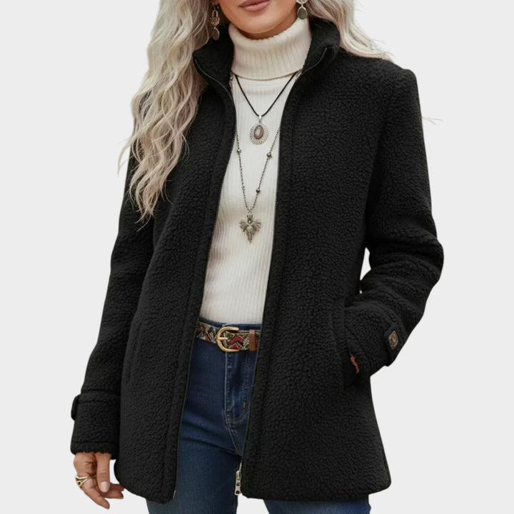 Women’s Fleece Jacket Full Zip Stand Collar Soft Texture