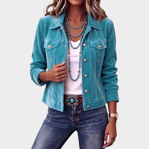Women’s Vintage Wash Jacket Button Front Casual Style