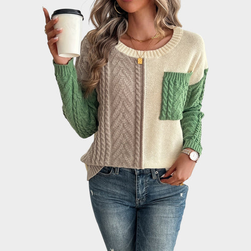 Women’s Crew Neck Sweater with Pocket Detail