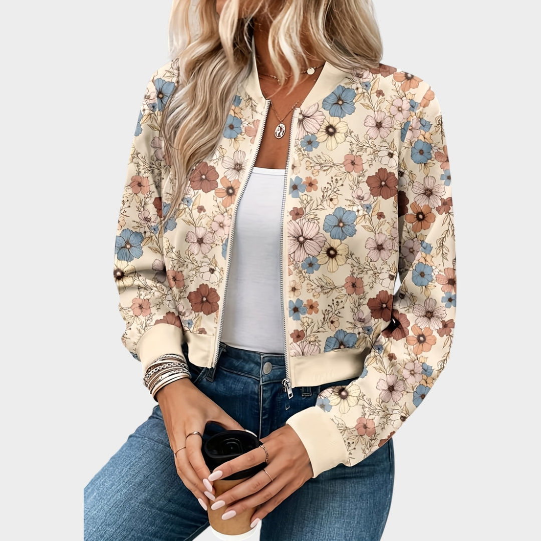Women’s Bomber Jacket Casual Leopard Print Zip Up