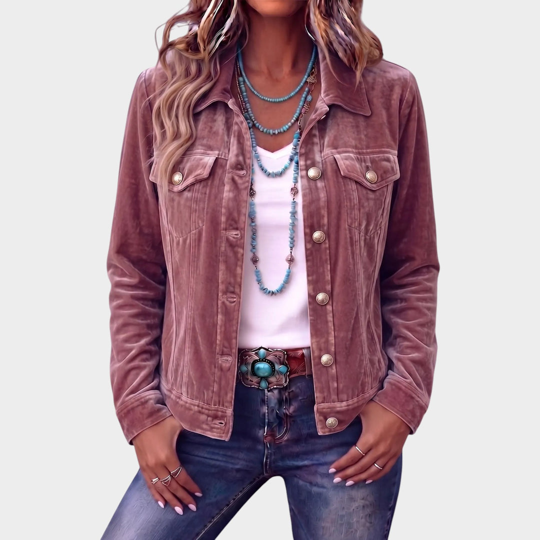 Women’s Vintage Wash Jacket Button Front Casual Style