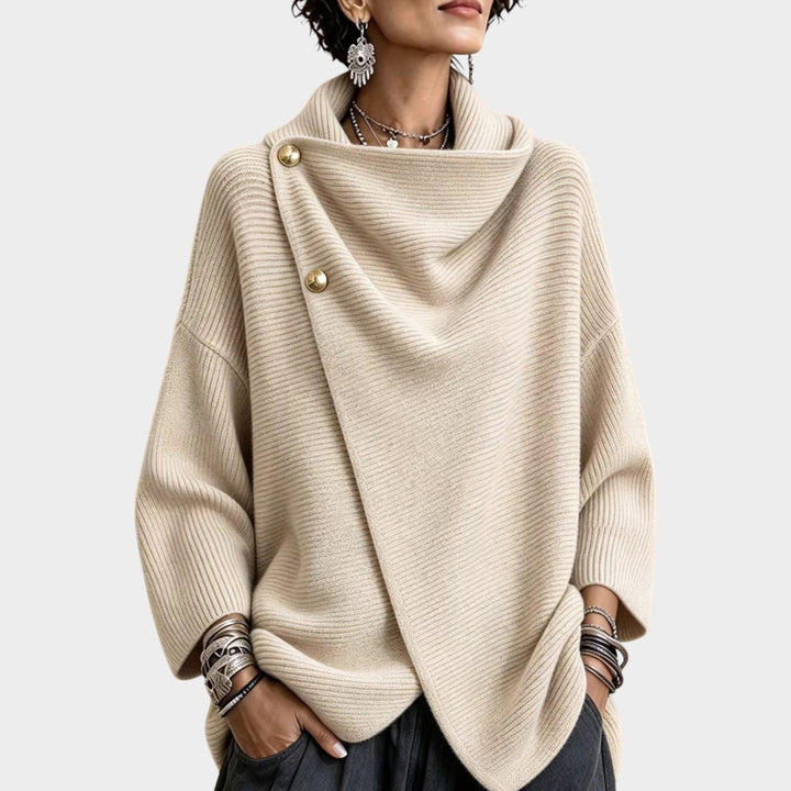 Women’s Knit Top Asymmetric Button Front Relaxed Fit