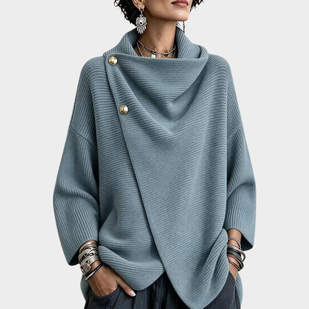 Women’s Knit Top Asymmetric Button Front Relaxed Fit