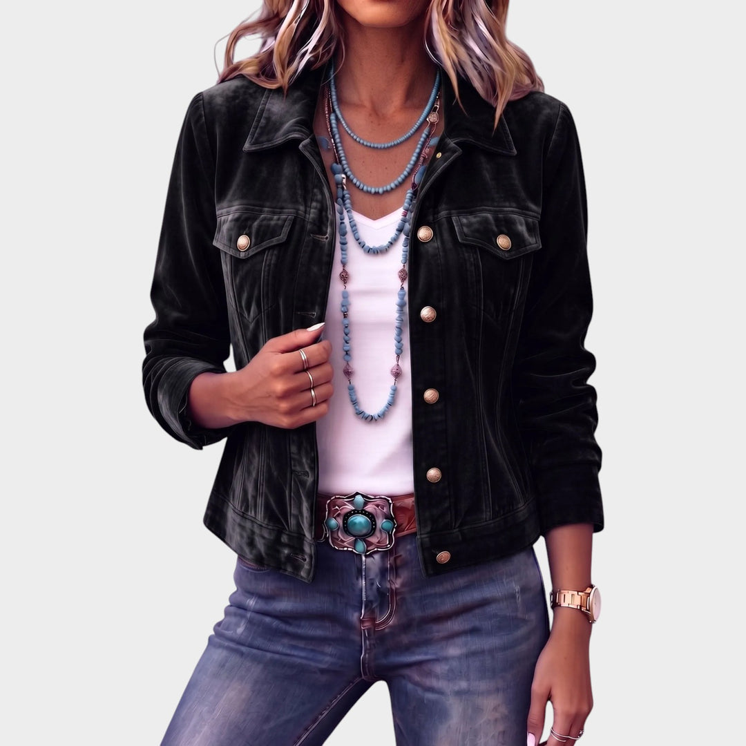 Women’s Vintage Wash Jacket Button Front Casual Style