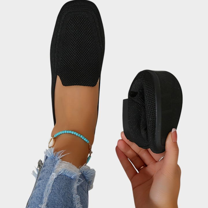 Women’s Knit Ballet Flats Square Toe Wide Fit