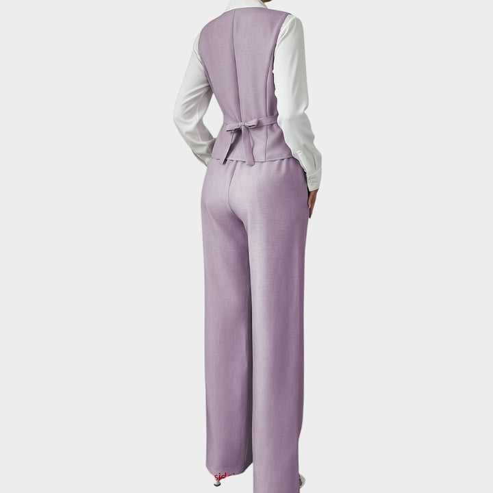 Women’s Suit Set 2 Piece Office Vest Wide Leg Pants