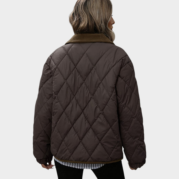 Women’s Quilted Jacket Casual Corduroy Collar Pockets