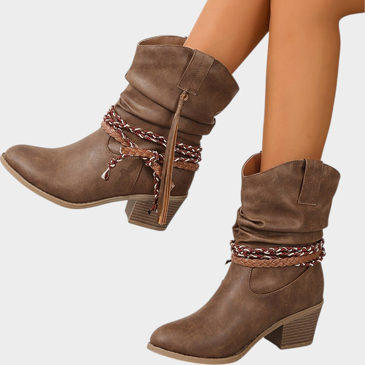 Women’s Slouch Boots Western Block Heel Tessel Boots
