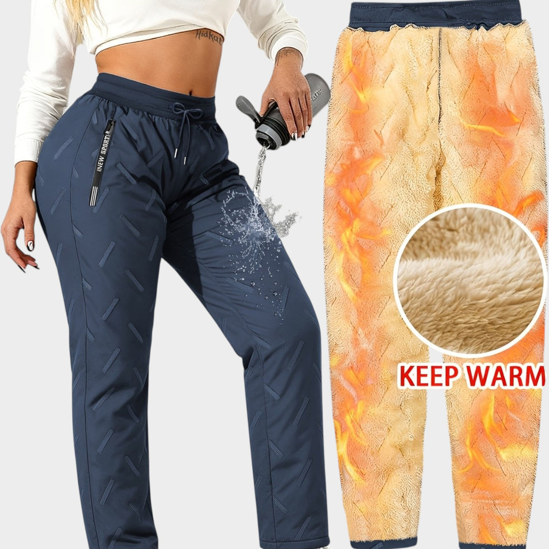 Women’s Fleece-Lined Winter Pants Loose Fit Zipper Pockets