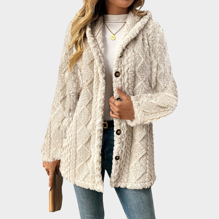 Women’s Fleece Jacket Casual Knit Hooded Button Up