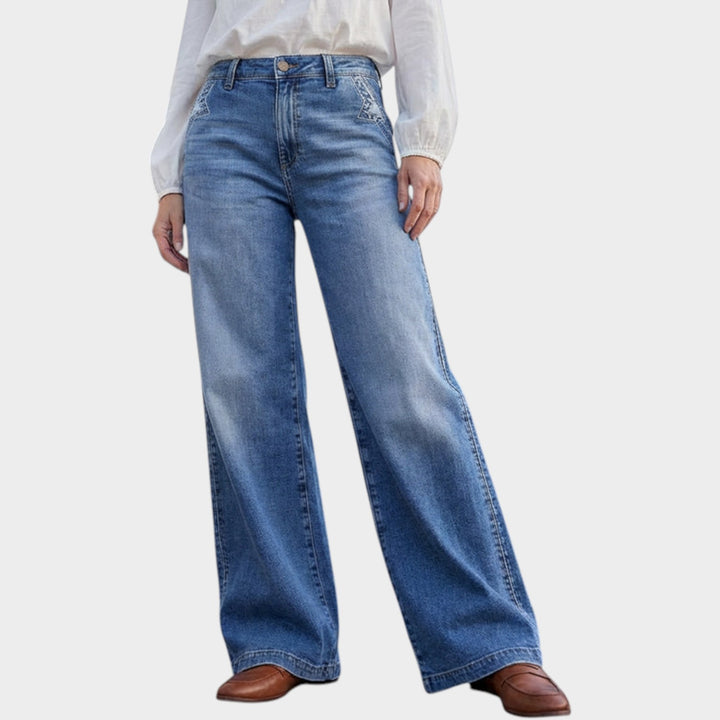 Women’s Wide Leg Jeans High Waist Retro Denim
