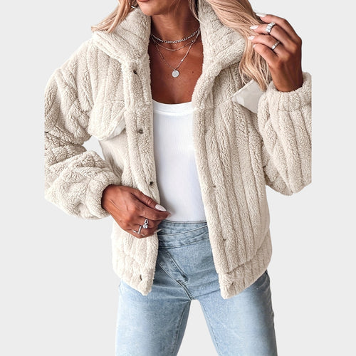 Women’s Fleece Jacket Casual Sherpa Button Up