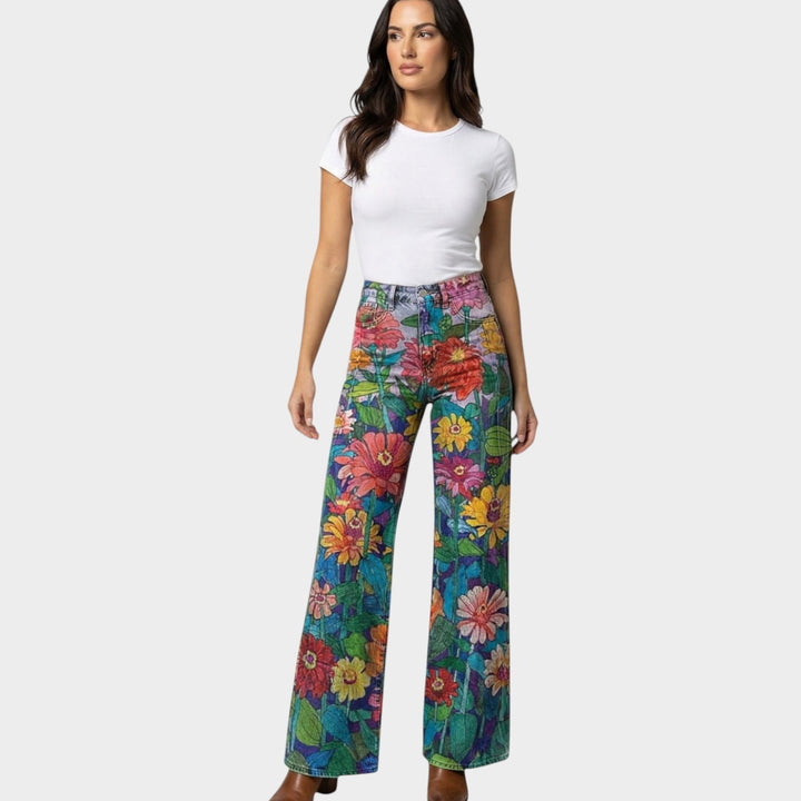 Fashion Jeans with Eye-Catching Floral Print