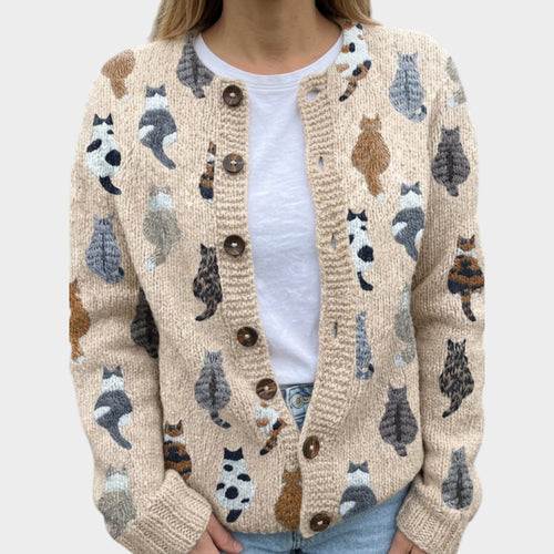 Women’s Cat Cardigan Patterned Knit