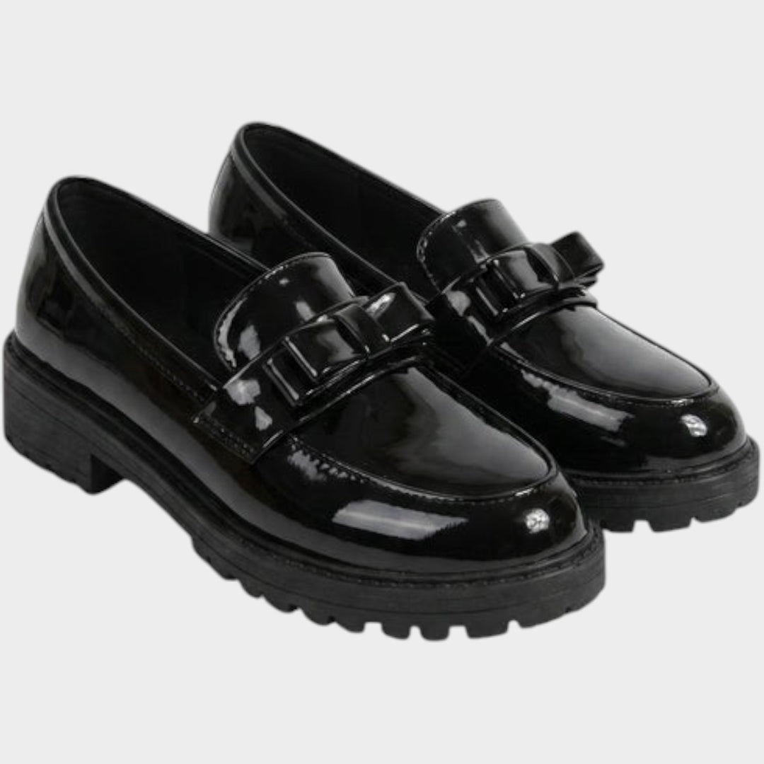 Women’s Chunky Loafers Lug Sole Bow Detail