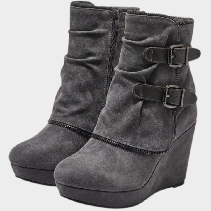 Women’s Ankle Boots Wedge Heel Double Buckle