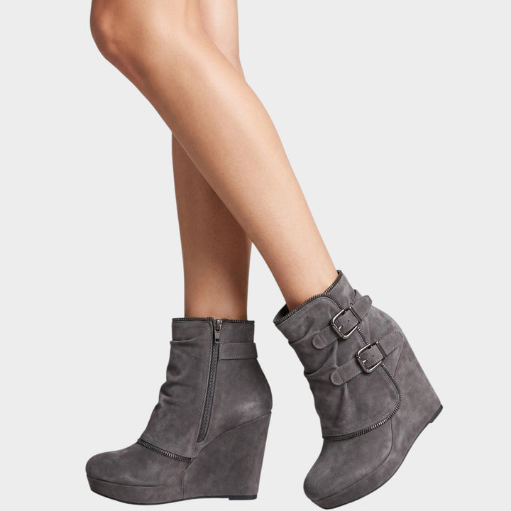 Women’s Ankle Boots Wedge Heel Double Buckle