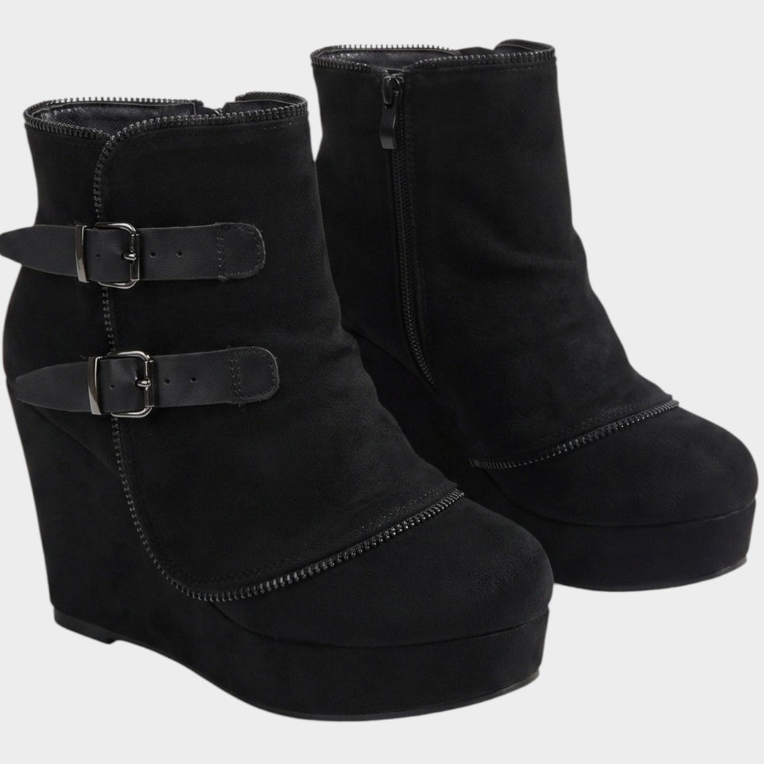Women’s Ankle Boots Wedge Heel Double Buckle