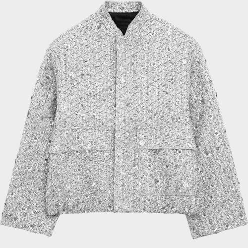 Women's Sequin Tweed Blazer Classic Evening Style