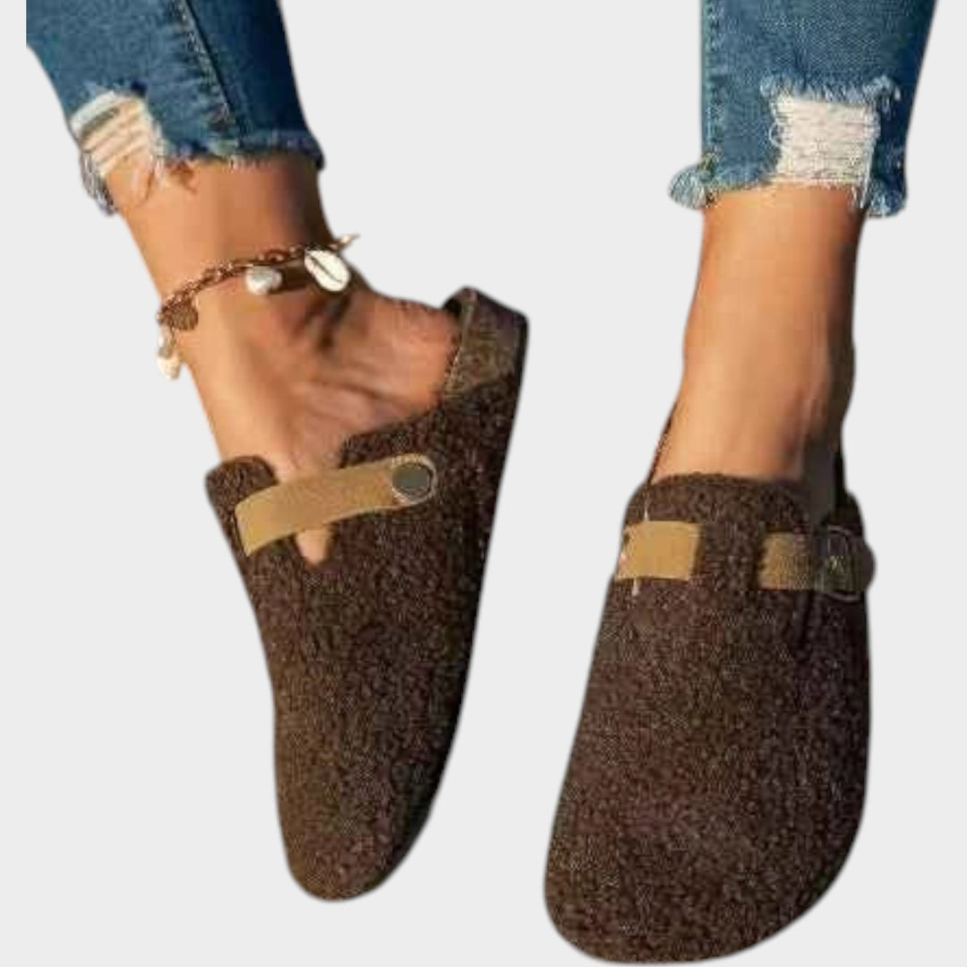 Women’s Thermal Slippers Buckle Strap Non-Slip Sole