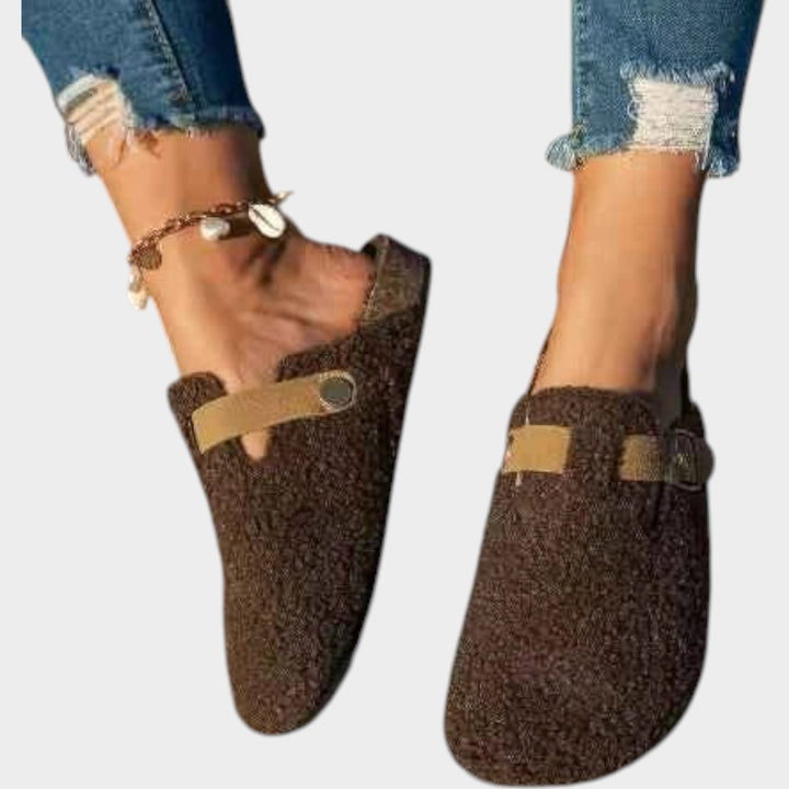 Women’s Thermal Slippers Buckle Strap Non-Slip Sole