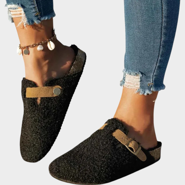 Women’s Thermal Slippers Buckle Strap Non-Slip Sole
