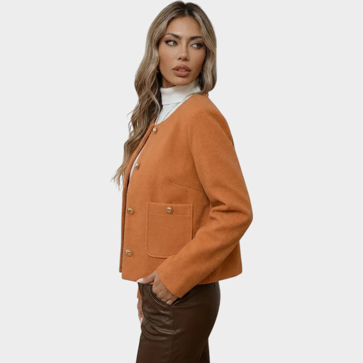 Women’s Jacket Button Front Gold Detail Side Pockets