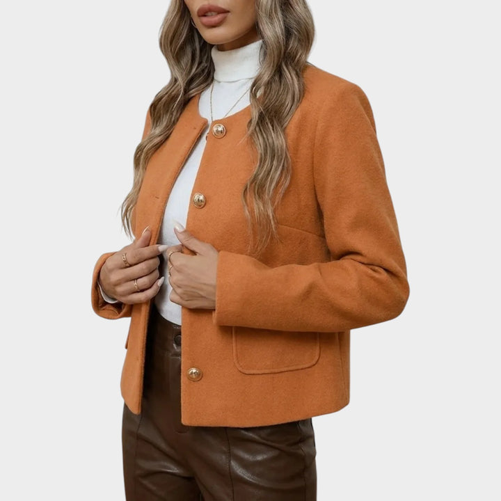 Women’s Jacket Button Front Gold Detail Side Pockets