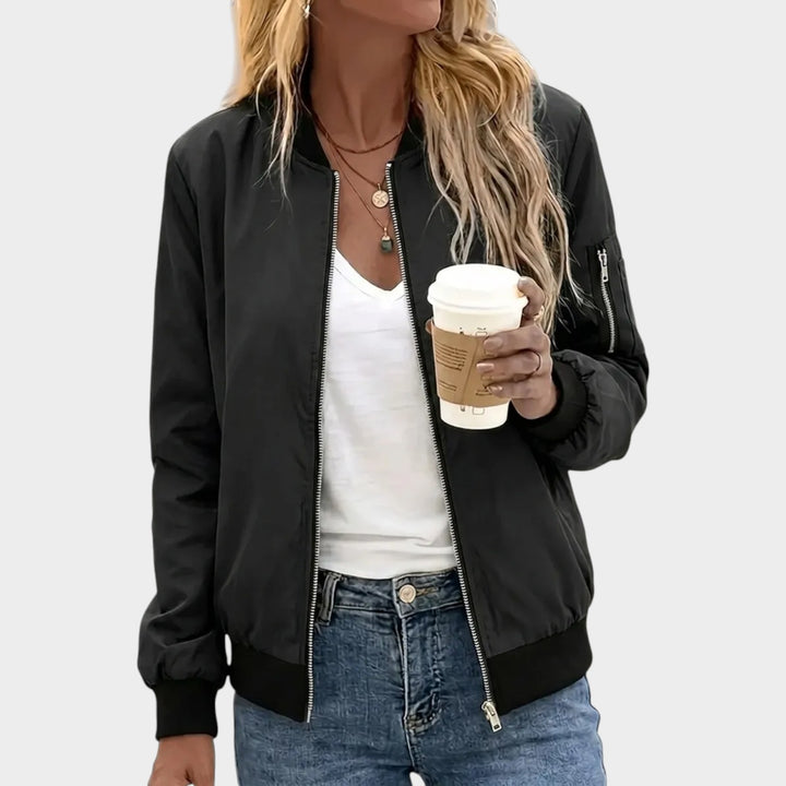 Women’s Bomber Jacket Zip Up Pocket Detail