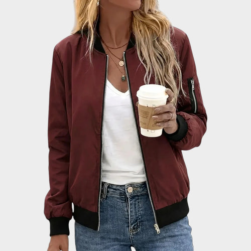 Women’s Bomber Jacket Zip Up Pocket Detail