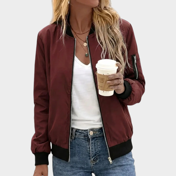 Women’s Bomber Jacket Zip Up Pocket Detail