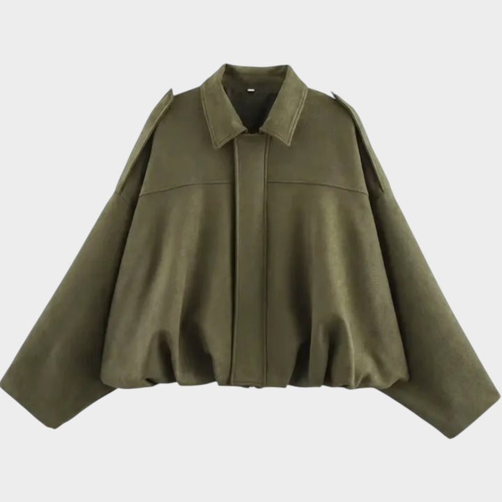 Women’s Suede Bomber Jacket Large Pockets Casual Style