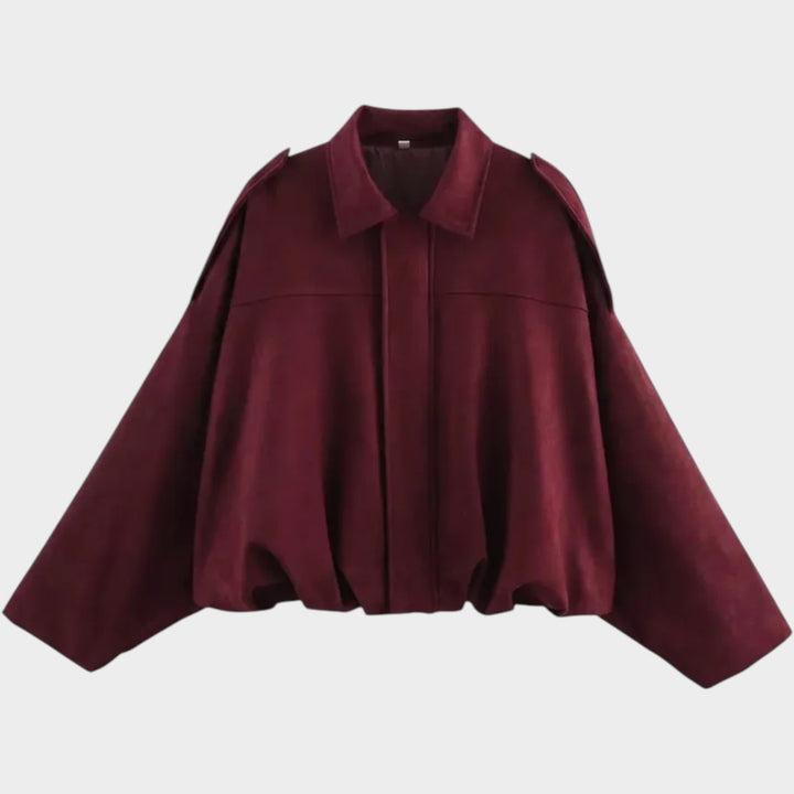 Women’s Suede Bomber Jacket Large Pockets Casual Style