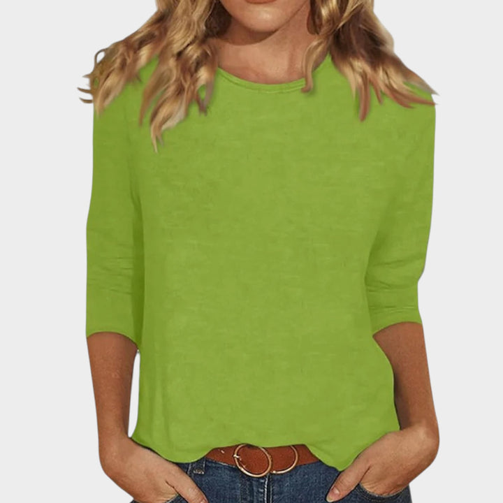 3/4 Sleeve Blouse | Casual Crew Neck Everyday Top