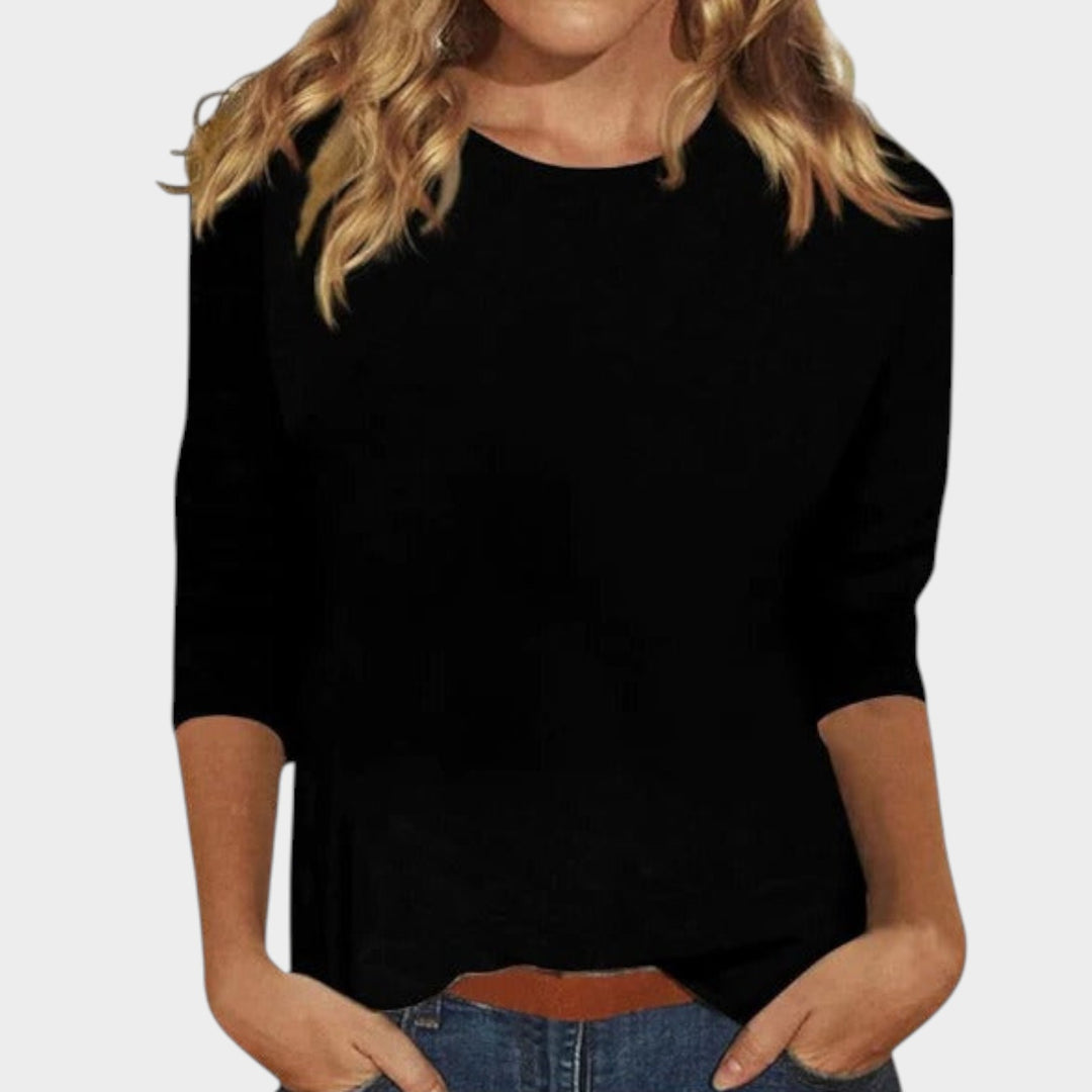 3/4 Sleeve Blouse | Casual Crew Neck Everyday Top