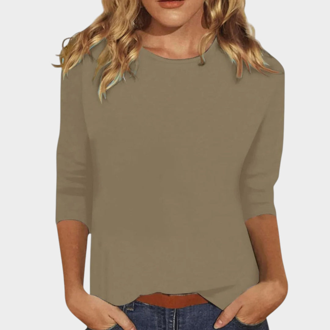 3/4 Sleeve Blouse | Casual Crew Neck Everyday Top