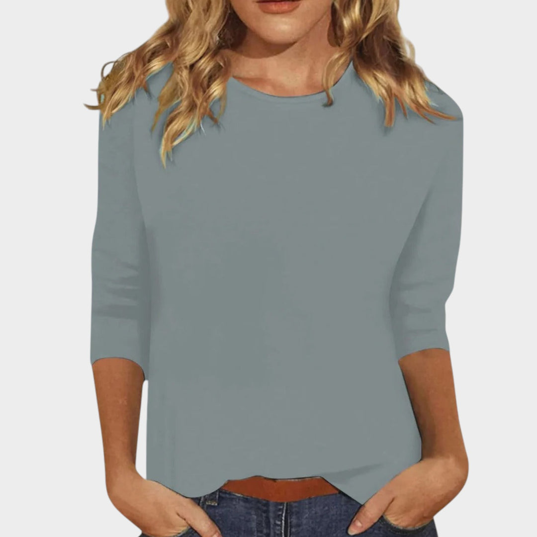 3/4 Sleeve Blouse | Casual Crew Neck Everyday Top