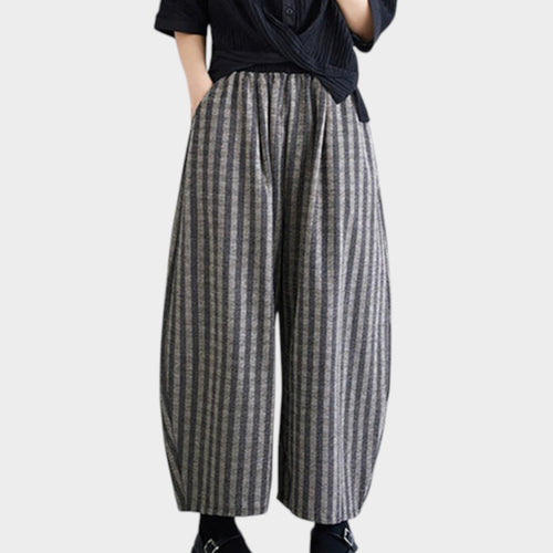 Women's Striped Culottes | Wide Leg High Waist Trousers