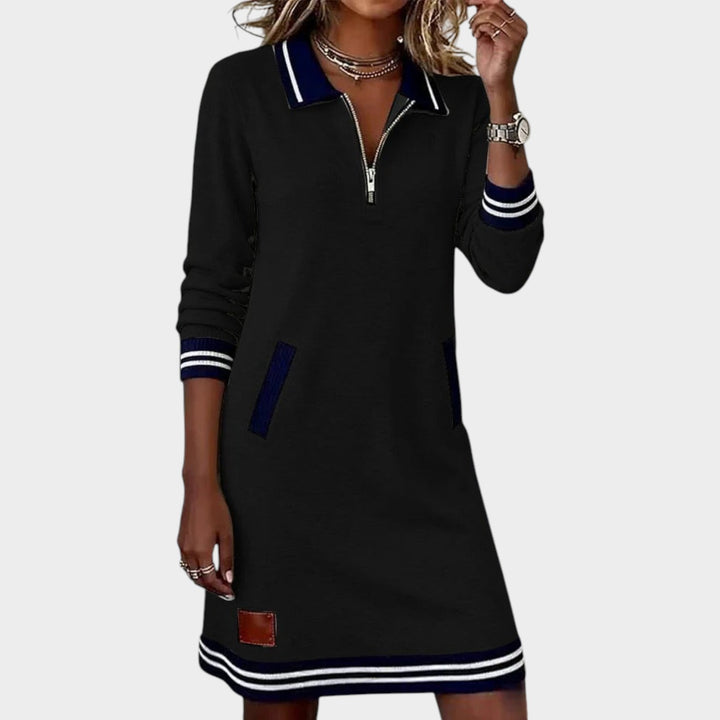 Women’s Polo Collar Shift Dress Half Zip