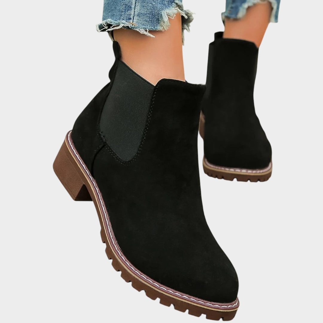 Suede Block Heel Chelsea Boots