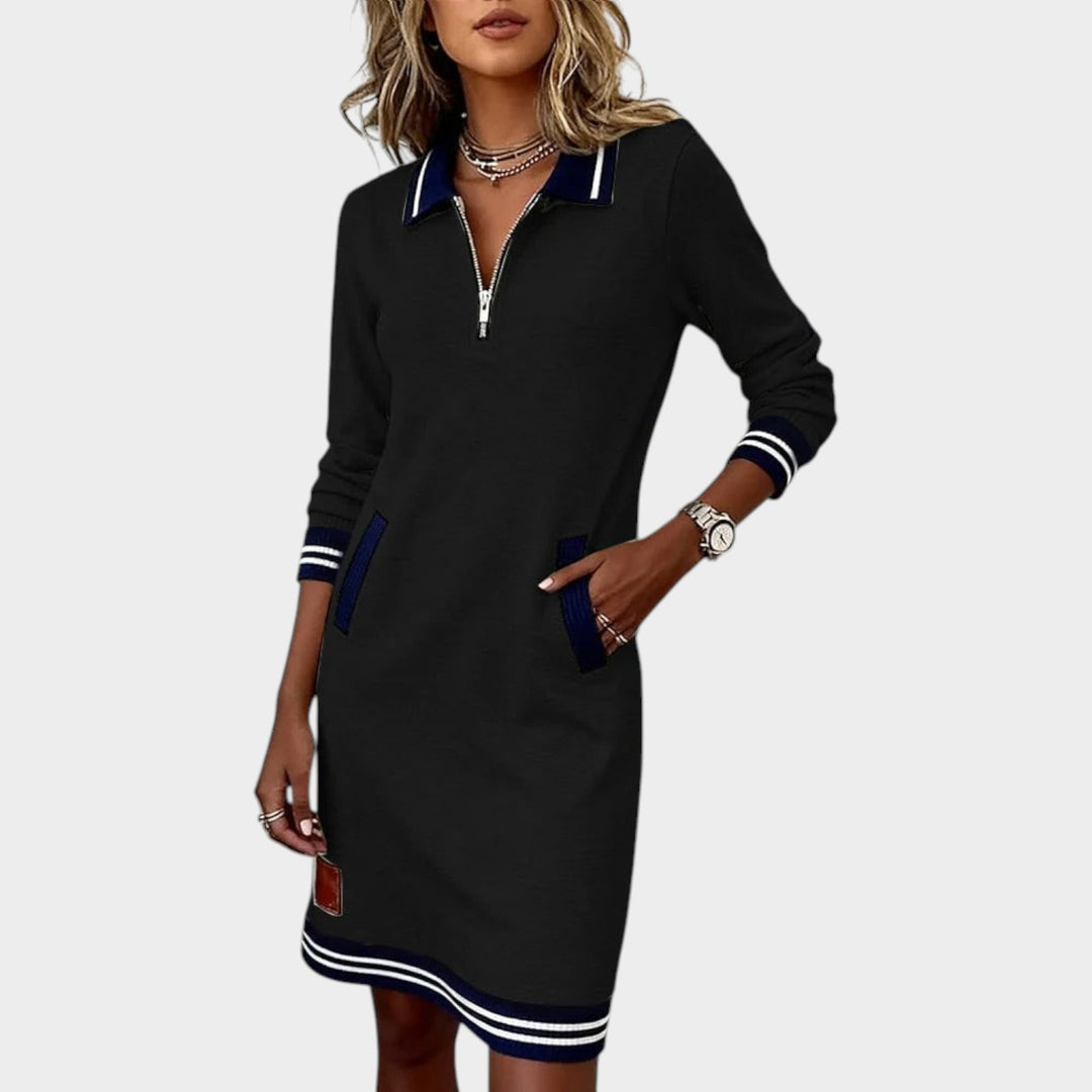 Women’s Polo Collar Shift Dress Half Zip