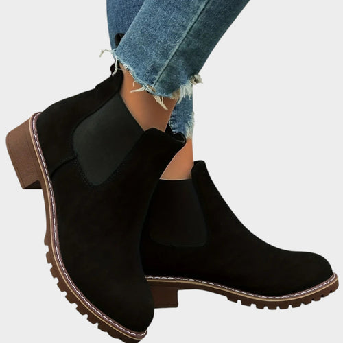 Suede Block Heel Chelsea Boots