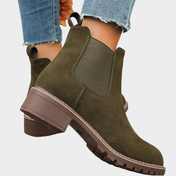 Suede Block Heel Chelsea Boots