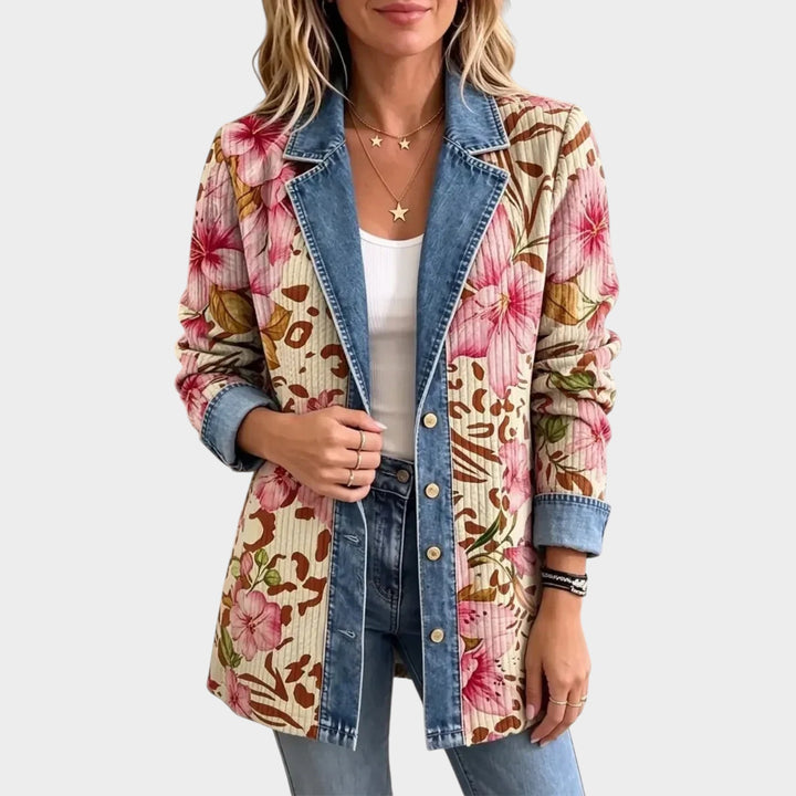 Women’s Floral Leopard Print Jacket Vintage Artistic Style