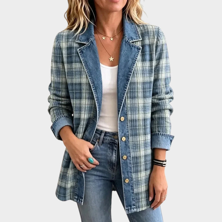 Women’s Denim Jacket Retro Pattern Elegant Casual Style